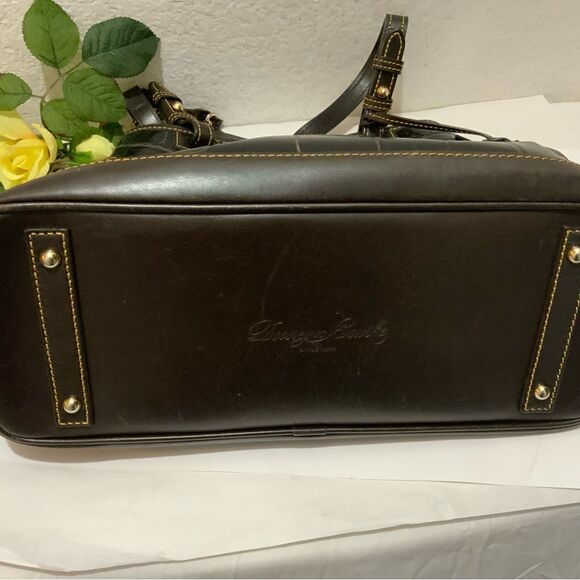 Vntg Dooney & Bourke Croc Embossed Brown Leather Purse Shoulder Bag Bucket Hobo - Picture 15 of 16